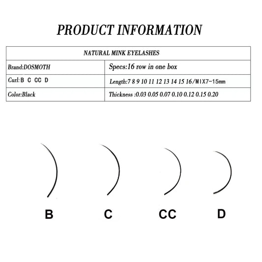 C 16Rows False Individual Lashes Thickness, 0.03 to 0.20