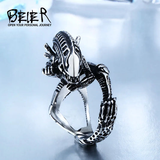 Beier Stainless Steel 3D Xenomorph Rings