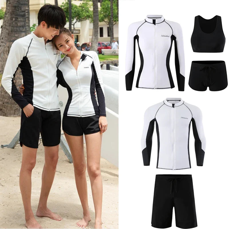 Long Sleeve Swimwear Couple Two-Piece