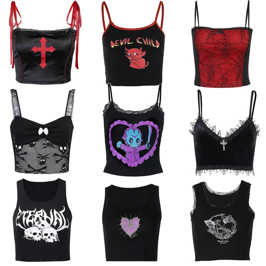 Gothic Grunge Vintage Crop Tops