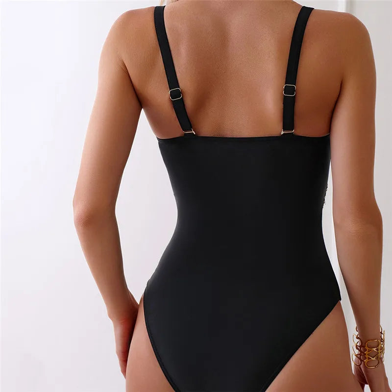 Black Push Up Swimwear One Piece