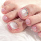 24pcs Simple French Toe Nails Press on