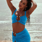 Two Piece Set Lace-up Sleeveless Halter Beach Outfit