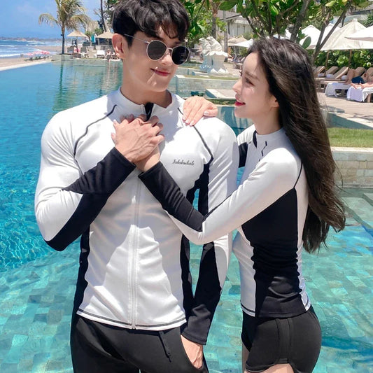 Long Sleeve Swimwear Couple Two-Piece