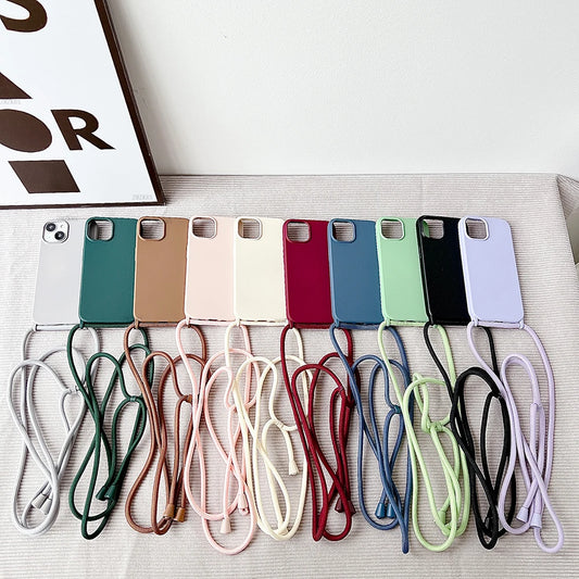 Crossbody Lanyard Cord Silicone Case For iPhone 14 15 Pro Max